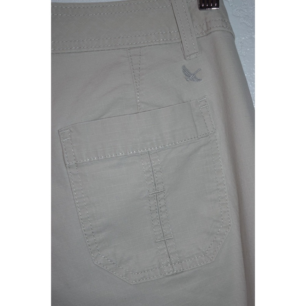 Eddie Bauer Womens 4 Khaki Cargo Capri Pants Drawstring Cuffs Stretch Cotton - Picture 10 of 16